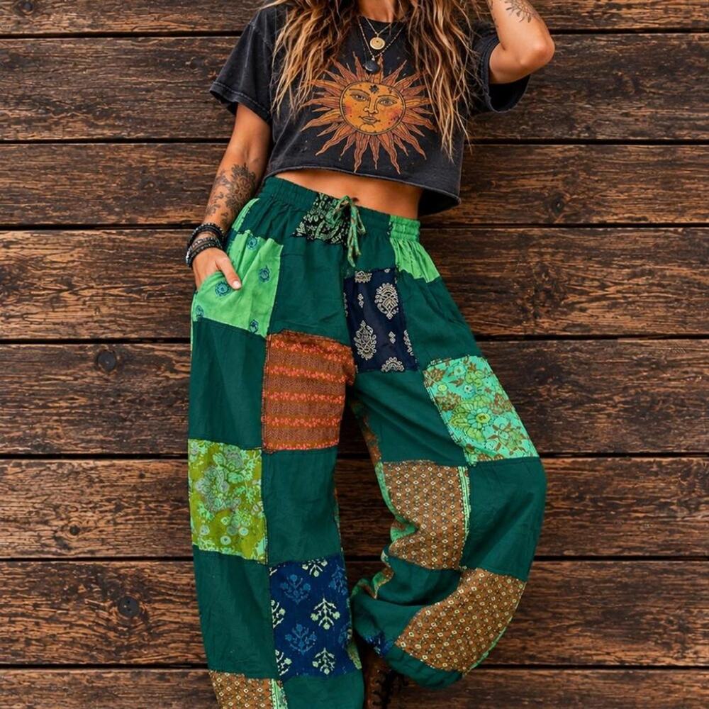 Rhea patchwork boho harem pants - Picture 2 of 4
